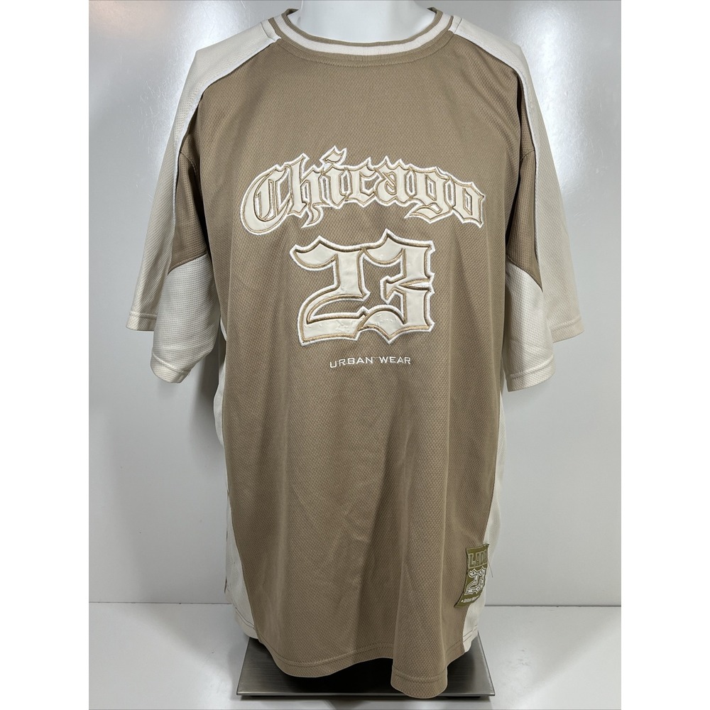 Vintage LADA Urban Wear Chicago Michael Jordan 23 Tan Graphic T Shirt Mens SZ XL